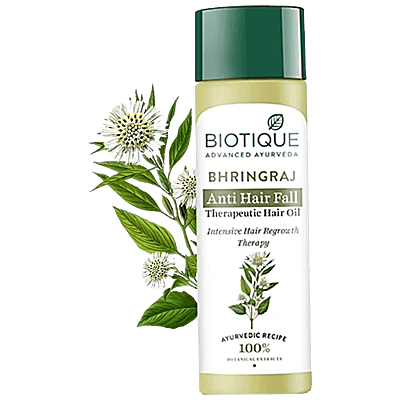 BIOTIQUE Bhringraj Anti Hair Fall Therapeutic Hair Oil - Intensive Hair Regrowth Therapy, 120 ml