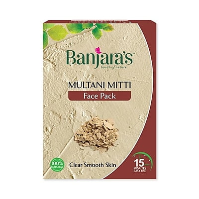 Banjara's Face Pack - Multani Mitti, Clear Smooth Skin, 15 Minutes Easy Use, 100% Natural, 100 g
