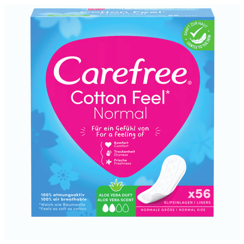 Carefree Daily Panty Liners Cotton Soft with Aloe Vera Regular - 56 Pads Carefree Daily Panty Liners Cotton Soft with Aloe Vera Regular - 56 Pads